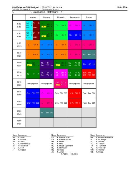 Stundenplan 2013_14 Klassen