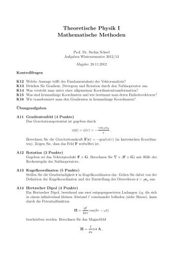 Theoretische Physik I Mathematische Methoden