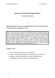 Klausur zur Vorlesung Rechtsgeschichte I