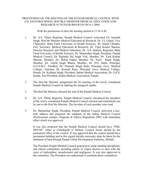 PROCEEDING OF THE MEETING 8-1-04.pdf - Punjab Medical Council