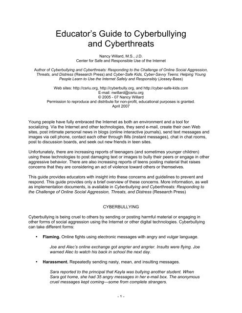 cyberbullying research paper chapter 3