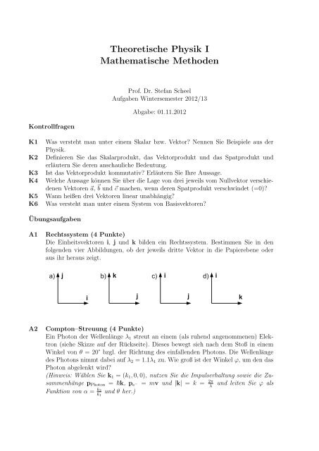 Theoretische Physik I Mathematische Methoden