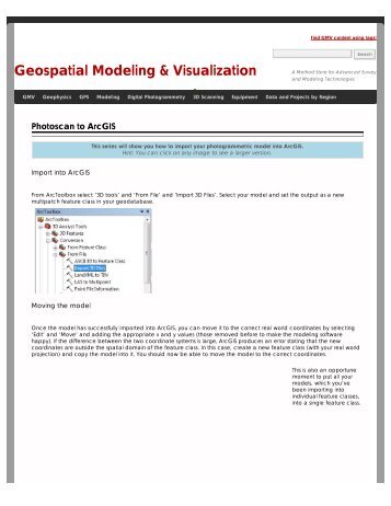 Photoscan to ArcGIS | Geospatial Modeling & Visualization