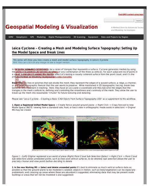 Leica Cyclone – Creating a Mesh and Modeling Surface Topography