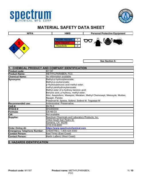 Msds Spectrum Chemical