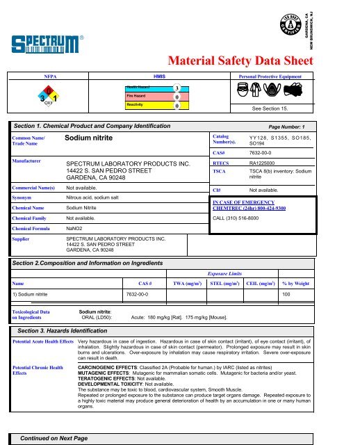 Msds Spectrum Chemical