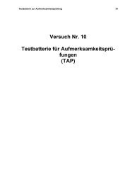 Versuch Nr. 10 Testbatterie für Aufmerksamkeitsprü- fungen (TAP)