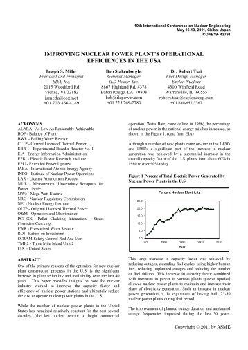 improving nuclear power plant's operational efficiences in the usa