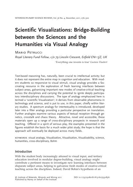 Scientific Visualizations: Bridge-Building between ... - Mario Petrucci