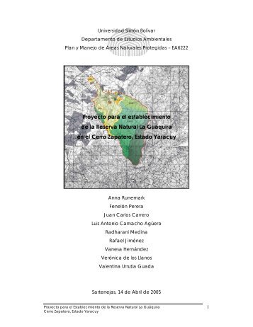 Proyecto para el establecimiento de la Reserva Natural La GuÃ¡quira ...