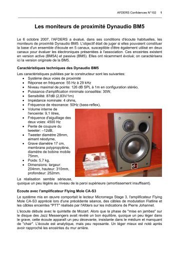 Les moniteurs de proximitÃ© Dynaudio BM5 - afders