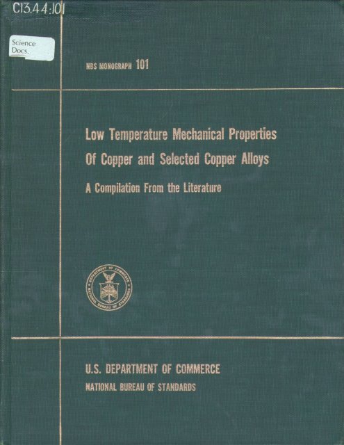 Low Temperature Mechanical Properties Of Copper and Selected ...