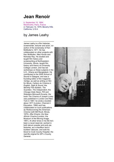 Jean Renoir - Leahy Looks at Films