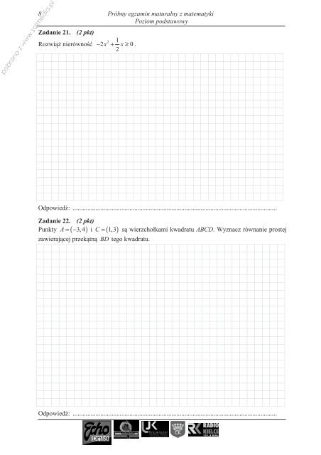 PRÓBNY EGZAMIN MATURALNY Z MATEMATYKI ... - Sqlmedia.pl