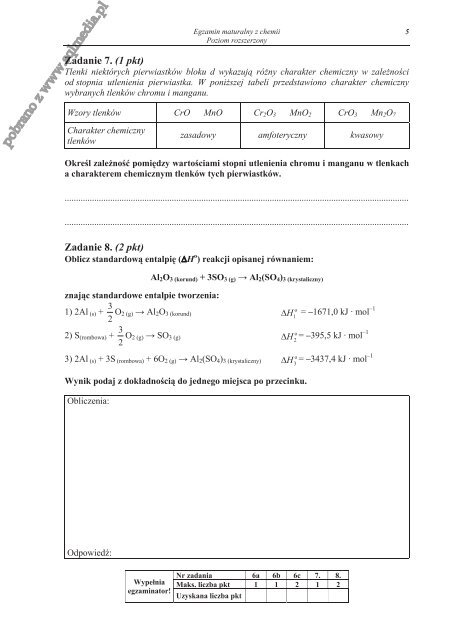 egzamin maturalny z chemii poziom rozszerzony - Sqlmedia.pl