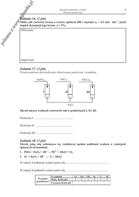 egzamin maturalny z chemii poziom rozszerzony - Sqlmedia.pl