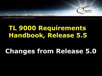 Changes from Requirements Release 5.0 to 5.5 - TL 9000