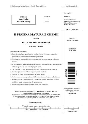 II PRÓBNA MATURA Z CHEMII - Sqlmedia.pl