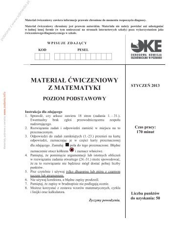 materiał ćwiczeniowy z matematyki poziom podstawowy - Sqlmedia.pl