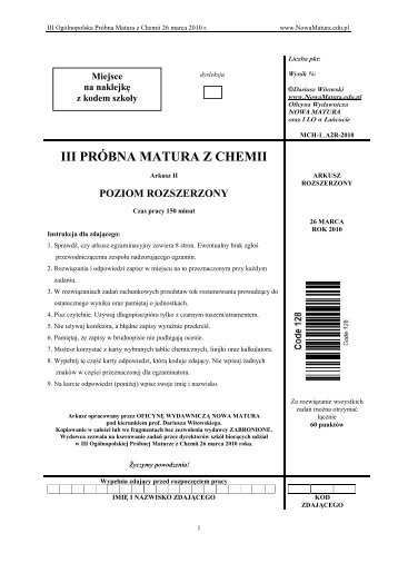 III PRÓBNA MATURA Z CHEMII - Sqlmedia.pl