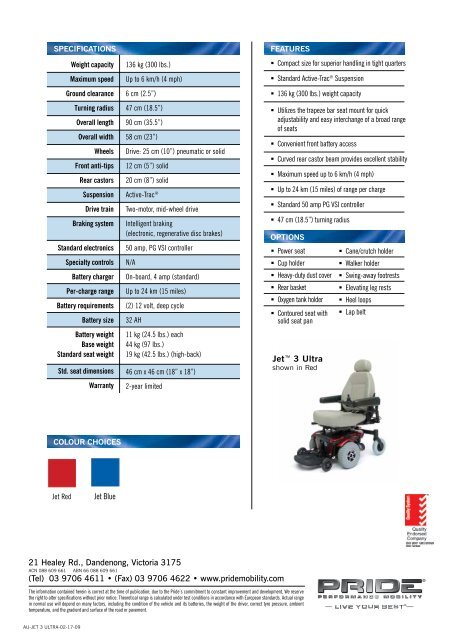 Jet 3 Ultra Brochure - Pride Mobility Products