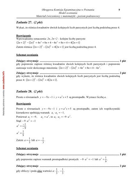 Klucz odpowiedzi do zadań zamkniętych oraz ... - Zadania.info