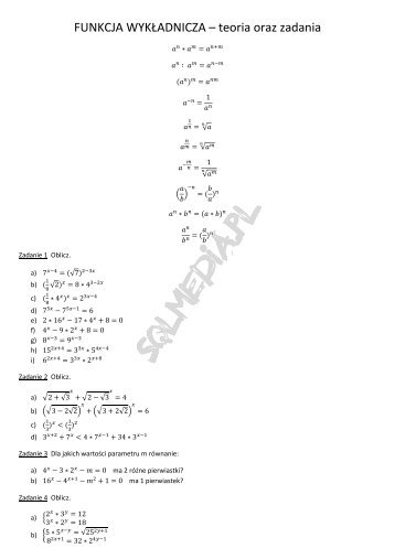 FUNKCJA WYKŁADNICZA – teoria oraz zadania - Sqlmedia.pl