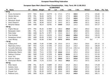 European Powerlifting Federation European Open Men's Bench ...