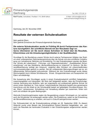 Abschlussbericht zur Evaluation unserer Schule - Primarschule ...