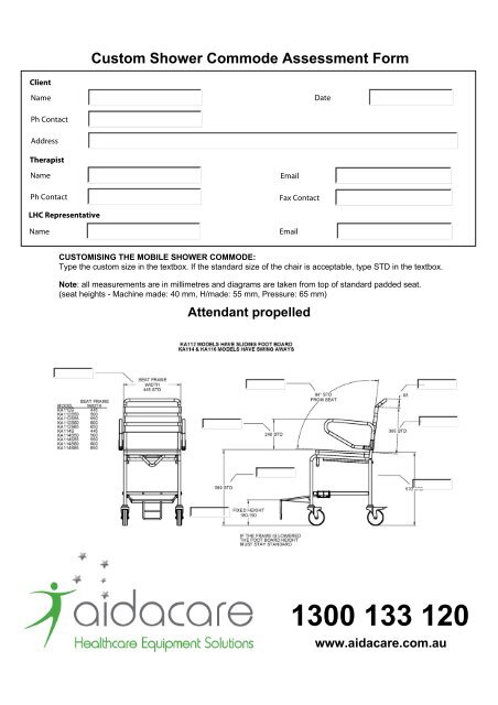 Aidacare shower online commode