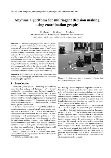 Anytime algorithms for multiagent decision making using - clear