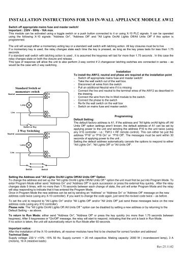 installation instructions for x10 in-wall appliance module ... - Electia.se
