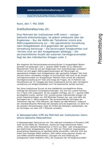 Deutsch - Teil 2 - Swiss Institutional Survey