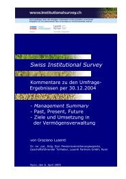 Management Summary - Swiss Institutional Survey