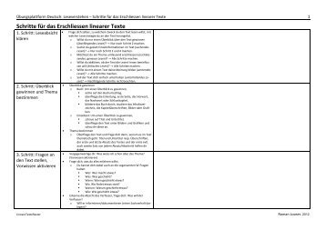 Schritte für das Erschliessen linearer Texte - Gymbasis