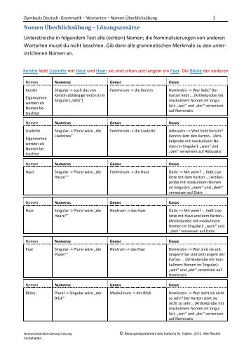 Nomen Überblicksübung – Lösungsansätze - Gymbasis