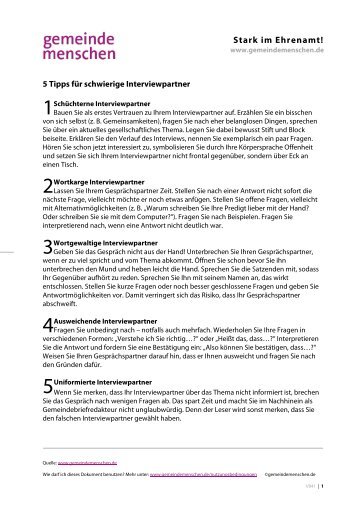 5 Tipps fÃ¼r schwierige Interviewpartner - gemeindemenschen.de