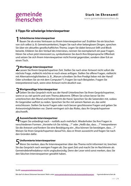 5 Tipps fÃ¼r schwierige Interviewpartner - gemeindemenschen.de