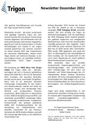 Newsletter Dezember 2012 - Trigon Equity Partners GmbH