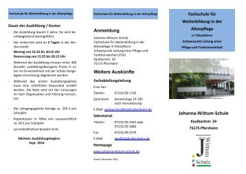 Fachschule fÃ¼r Weiterbildung in der Altenpflege - Johanna-Wittum ...