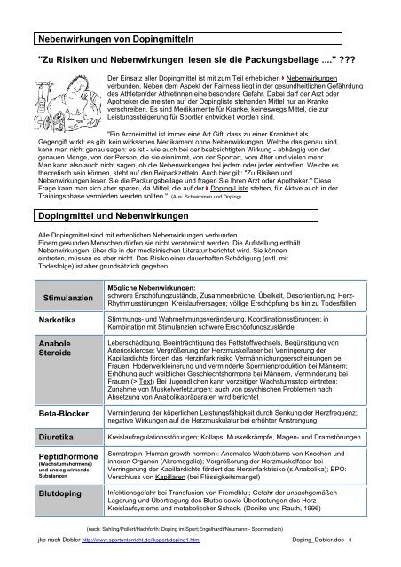 Doping Q: Rolf Dobler http://www - Johanna-Wittum-Schule