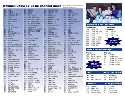 Wellman Cable Tv Basic Channel Guide High Definition Channels
