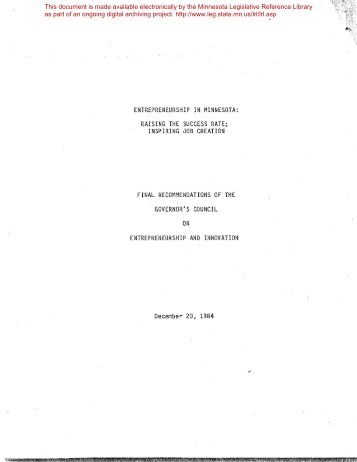 entrepreneurship in minnesota: raising the success rate