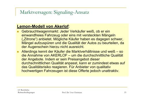 Finanzintermediation - Prof. Dr. Uwe Christians