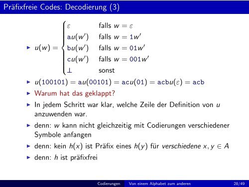 Codierungen - Grundbegriffe der Informatik (Wintersemester 2009 ...
