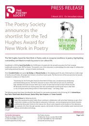 The Poetry Society announces the shortlist for the Ted Hughes ...