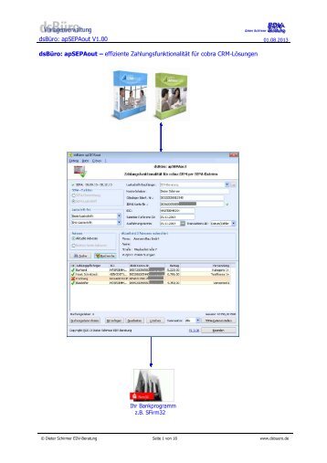 dsBÃ¼ro: apSEPAout - Dieter Schirmer, EDV-Beratung