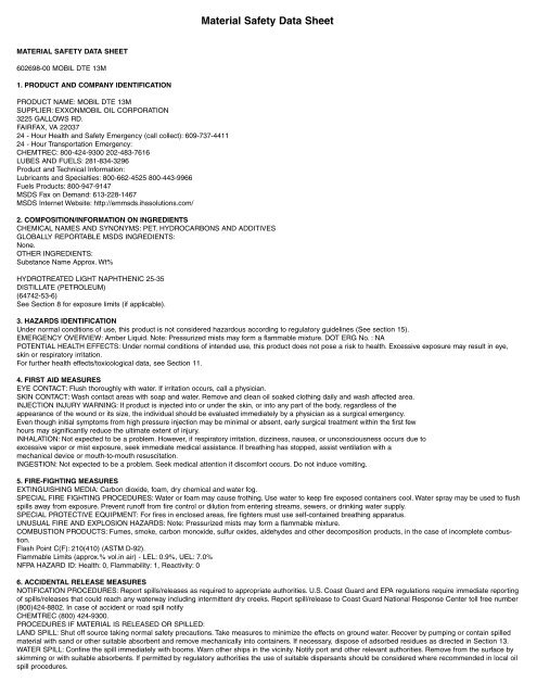 MSDS-Hydraulic Oil - Mobil DTE 13M.qxd - Permobil