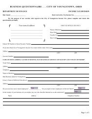 BUSINESS QUESTIONNAIRE - City of Youngstown