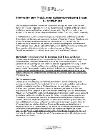 Information zum Projekt einer ... - Gemeinde Brixen